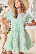 BiBi Ruffled Hem Short Sleeve Tiered Dress for Women