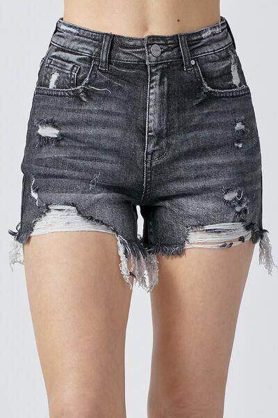 RISEN Full Size High Rise Distressed Denim Shorts for Women