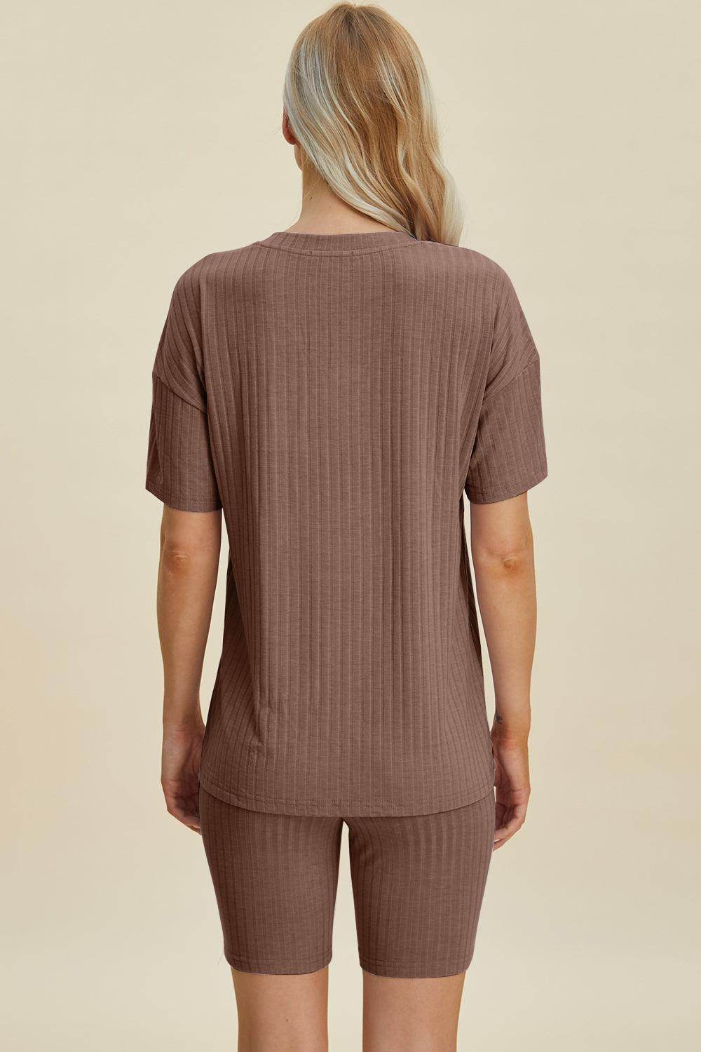 Basic Bae Full Size Ribbed V-Neck Top and Shorts Set For Women