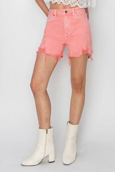 RISEN High Rise Distressed Denim Shorts for Trendy Style