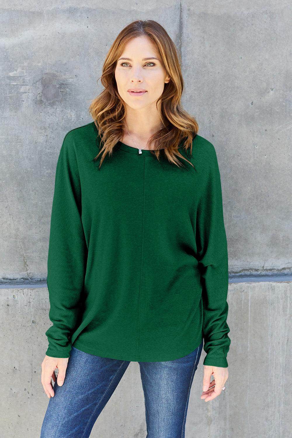 Double Take Full Size Round Neck Long Sleeve T-Shirt for Women