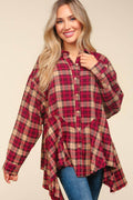 Haptics Plaid Button Down Sharkbite Shirt for Stylish Outfits