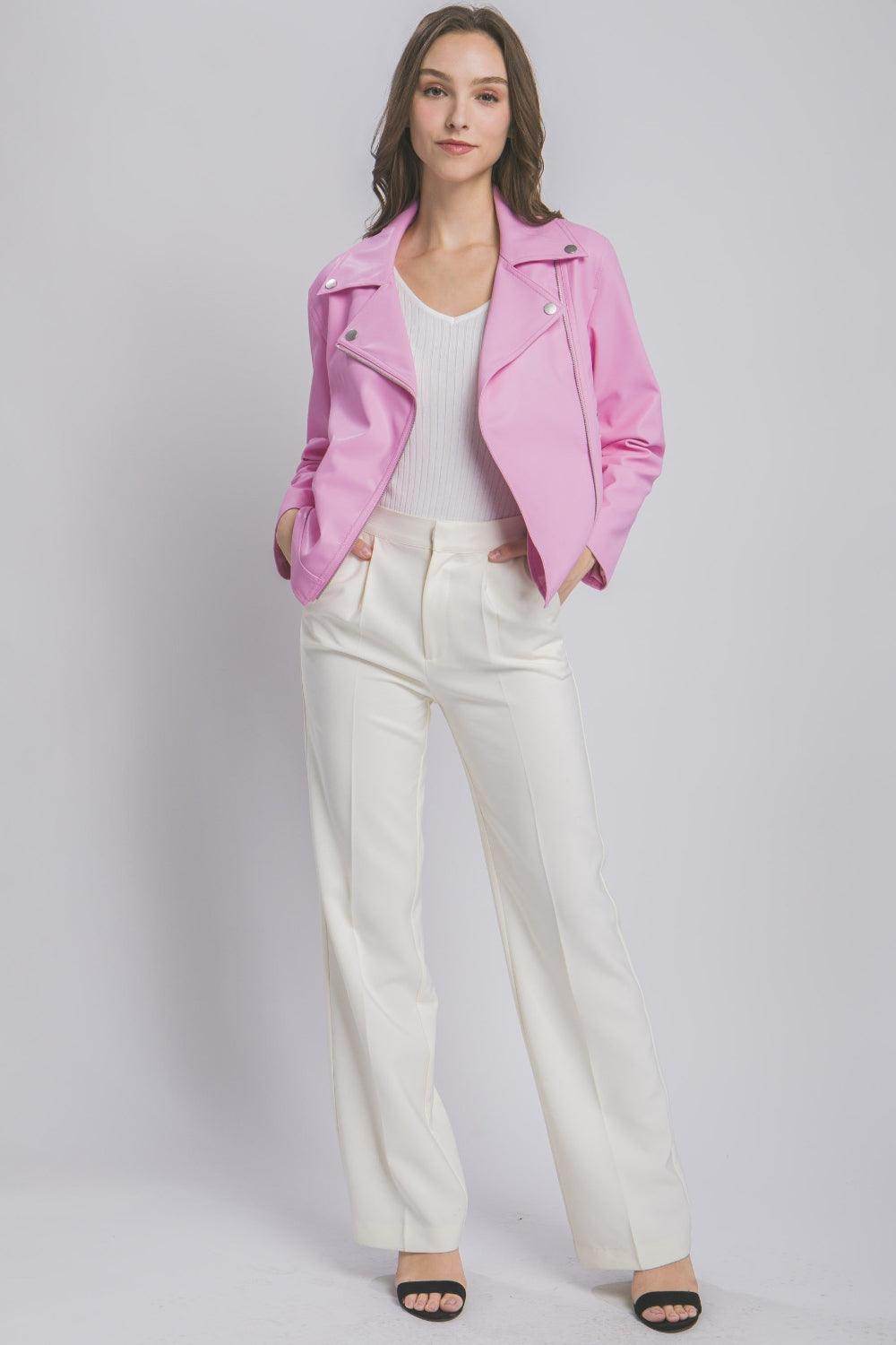 Love Tree Collared Neck Zip Up Jacket for Stylish Layering