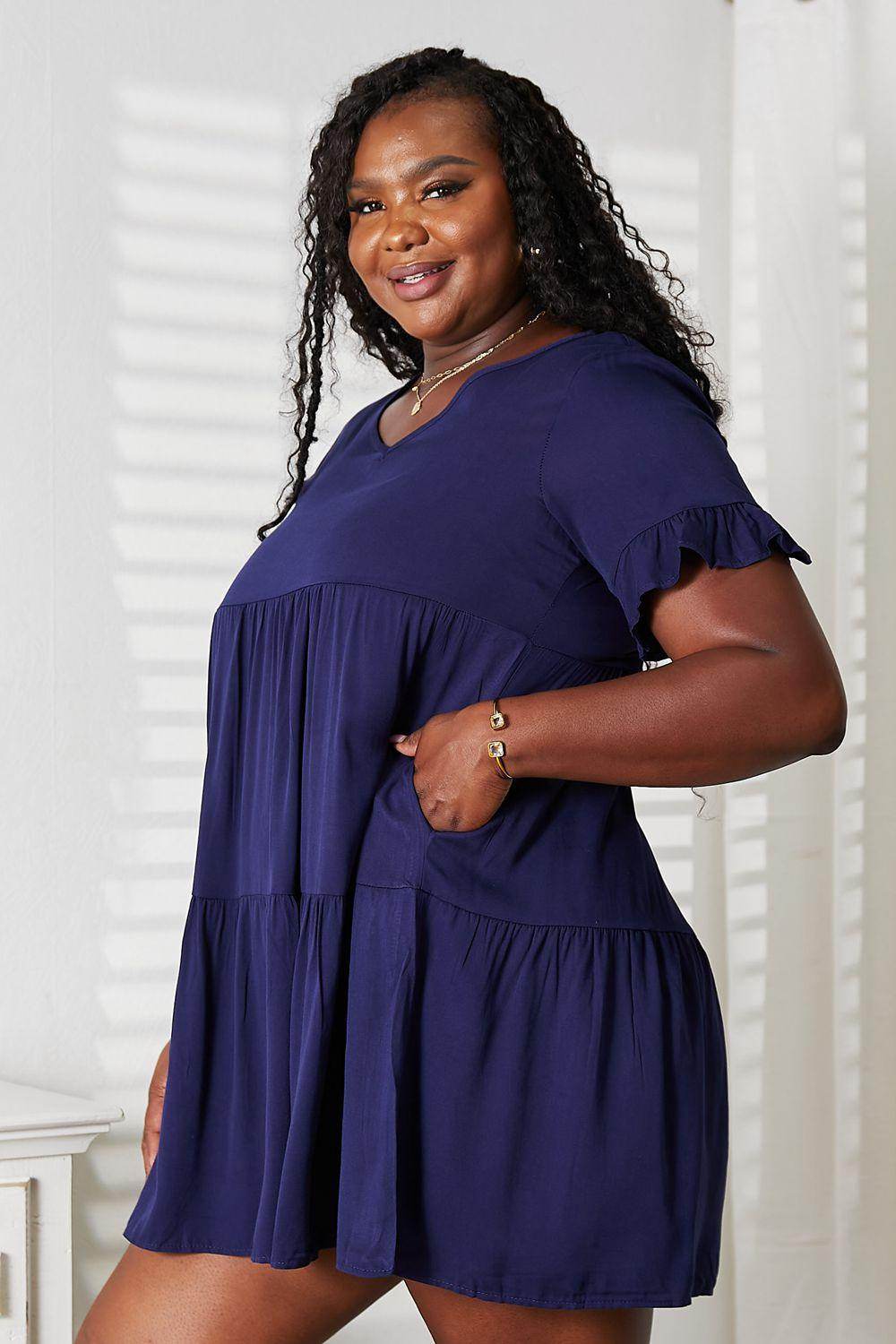 Mandy V-Neck Flounce Sleeve Tiered Dress for All Occasions