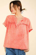 Very J Nochted Short Sleeve Washed T-Shirt for Women
