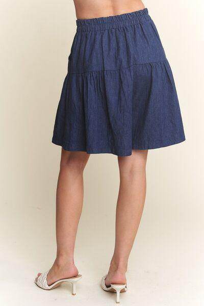 ADORA Elastic Waist Wide Leg Denim Shorts for Women
