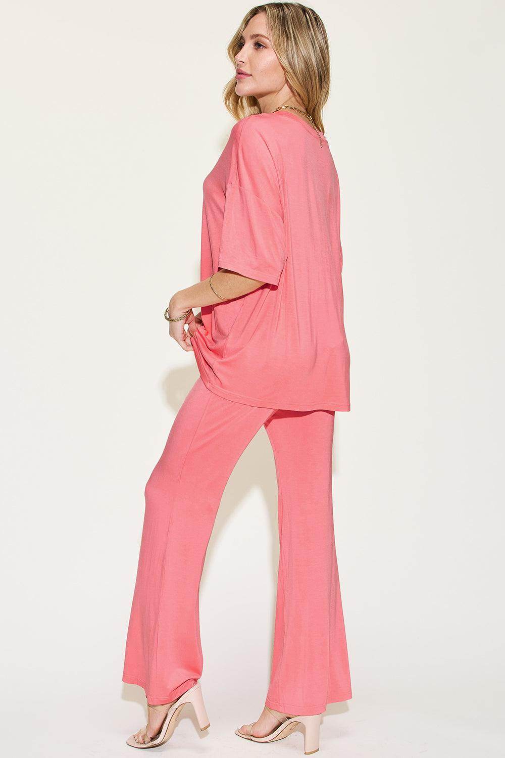 Basic Bae Full Size Bamboo Drop Shoulder T-Shirt Set