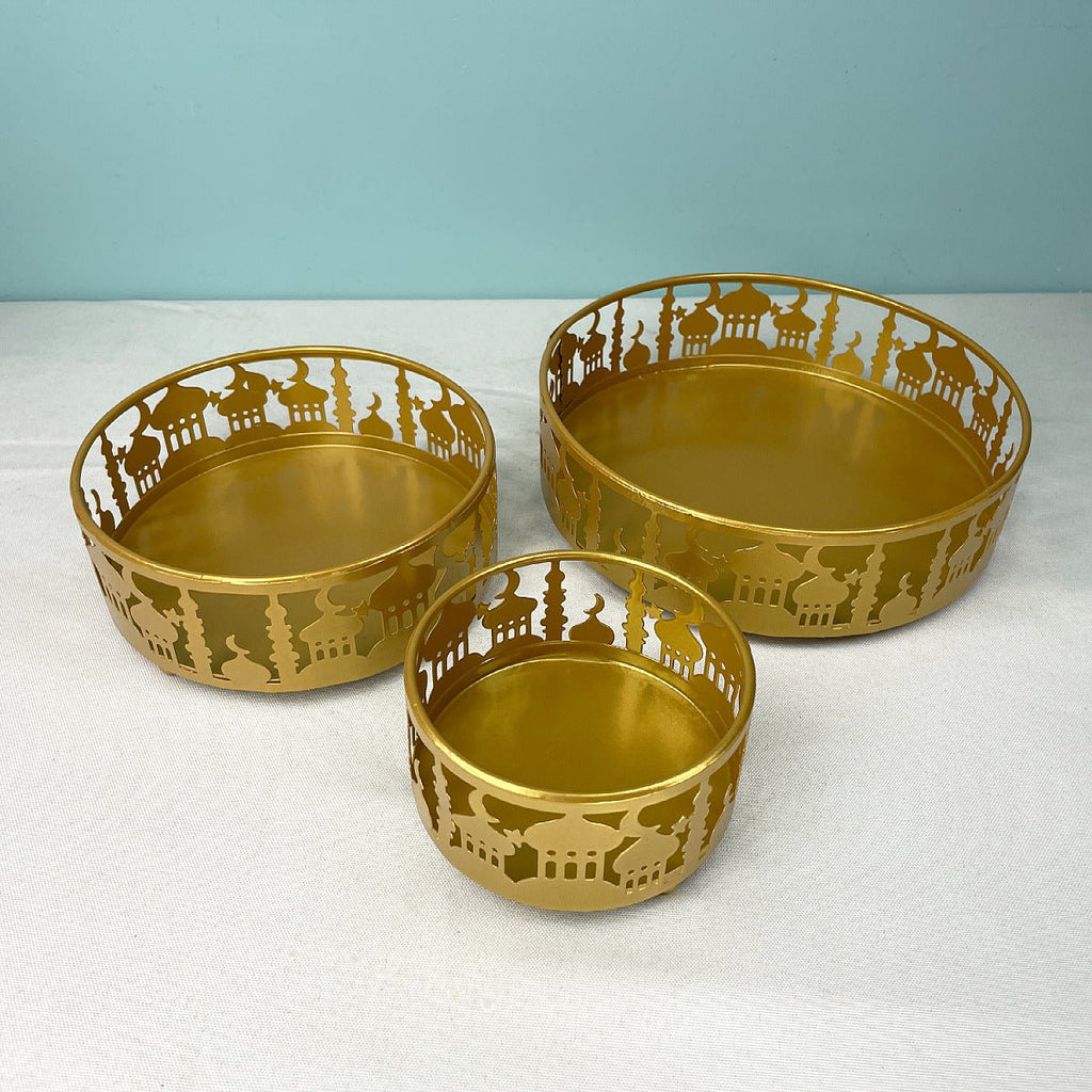 Festive Ramadan Iron Tray Candy Box 3-Piece Set (MAC382)