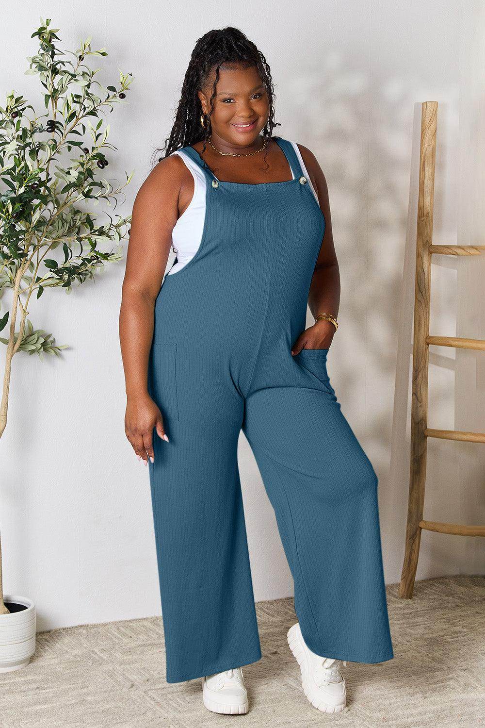 Double Take Full Size Wide Strap Overall with Pockets For Women