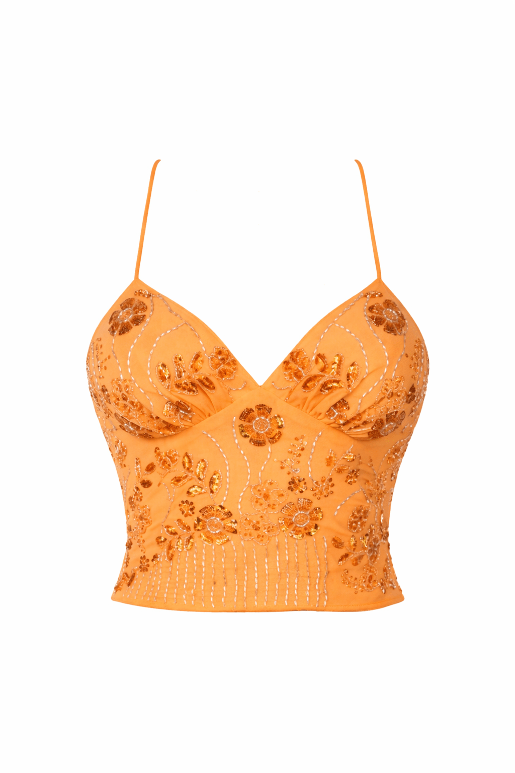 Floral Beaded Open Back Cami Top – Vintage Style Going Out & Festival Top