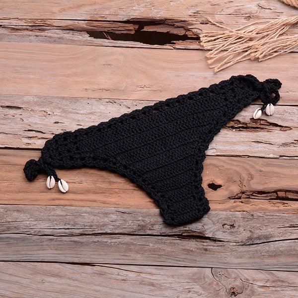 Handmade Vintage Crochet Bikinis Knitted Cotton Swimwear Women's Crochet Swimsuit Two Pieces Bathing Suits Bikini Swimsuit Top Bottom Bandage Modern Women Beachwear For Summer