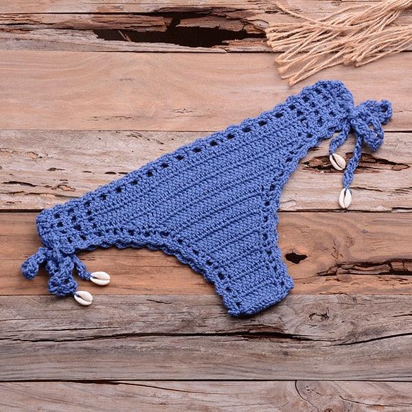 Handmade Vintage Crochet Bikinis Knitted Cotton Swimwear Women's Crochet Swimsuit Two Pieces Bathing Suits Bikini Swimsuit Top Bottom Bandage Modern Women Beachwear For Summer