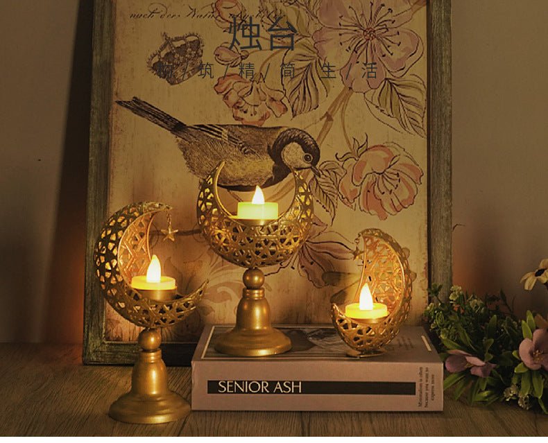 Hollow Moon Candle Holder – Iron Ramadan Decorative Accent (MAC379)