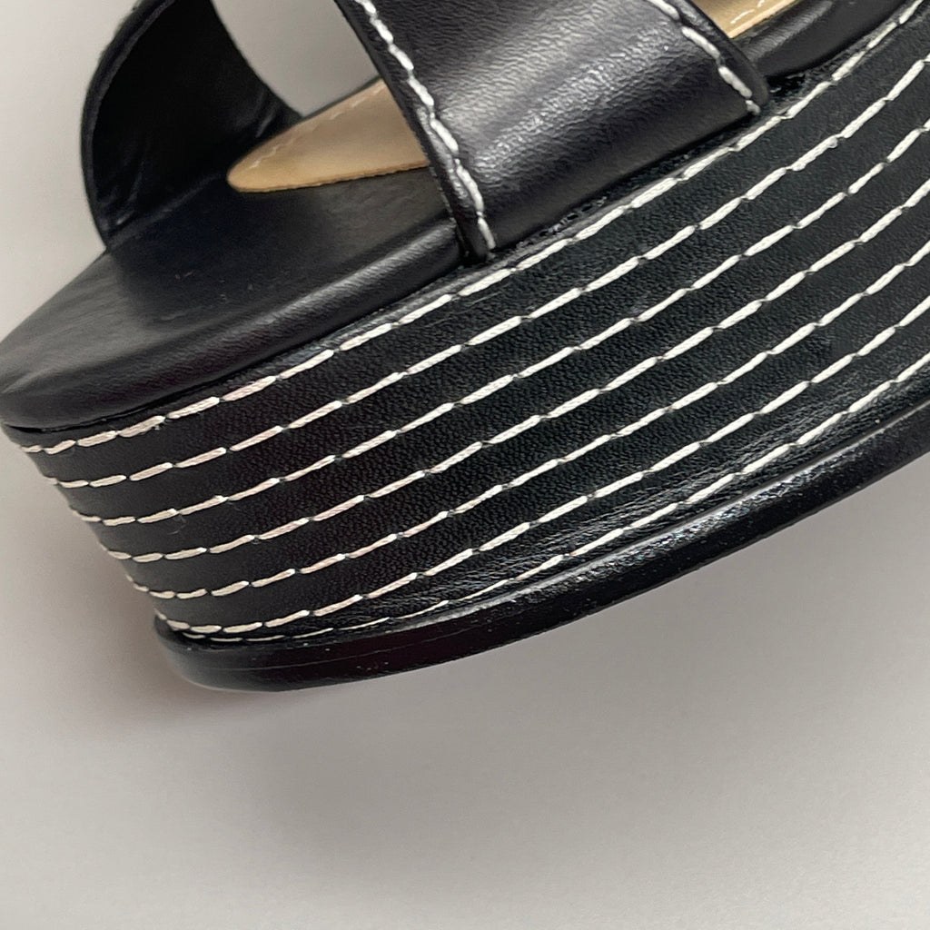 SCHUTZ Keefa Casual Women's Leather Sandal Black Platform 4" Heel Shoes Sz 9.5B (New)