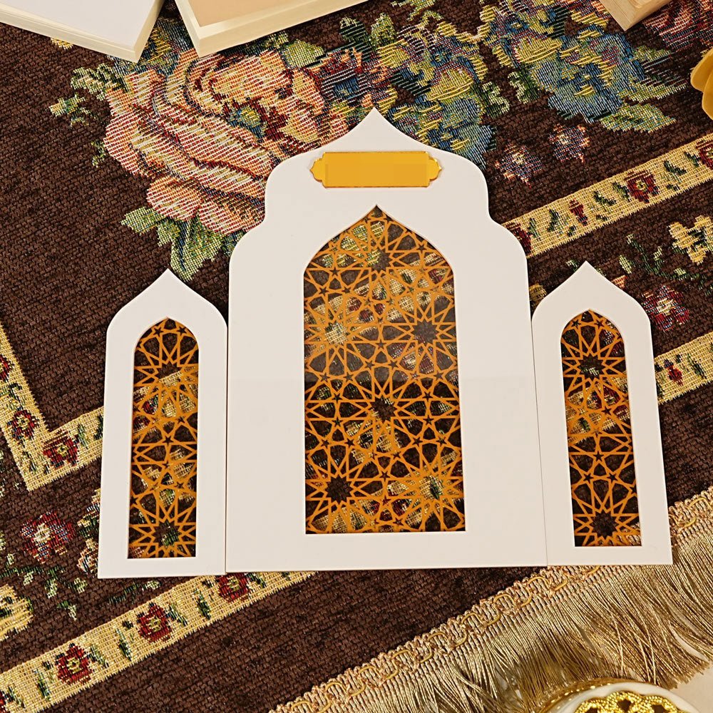 Islamic Acrylic Folding Screen Hollow Pattern Desktop Decor (MAC402)