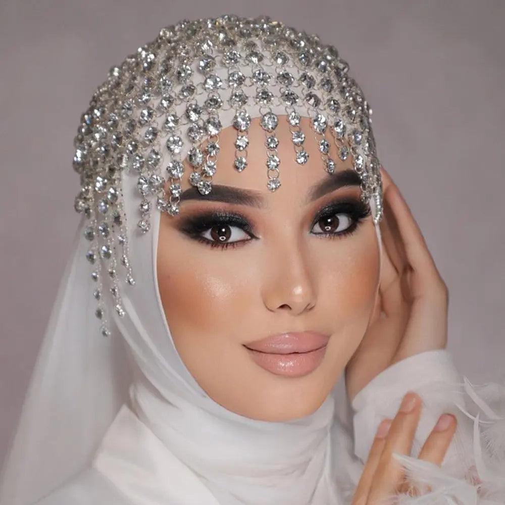 MAC051 Rhinestone Chain Tassel Headpiece