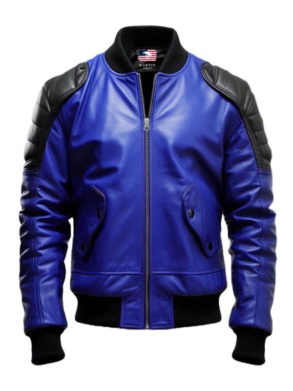 Blue Leather Jacket – Men Blue Faux Leather Jacket