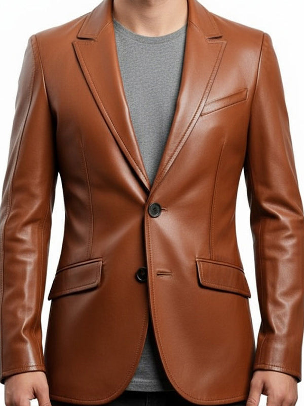 Men Brown Leather Blazer – Leather Blazer for Men