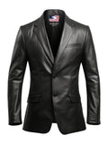 Men Designer Black Leather Blazer