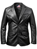 Men Leather Coat – Button Style