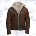 Men’s Brown Genuine Shearling Sheepskin Leather Jacket Vintage