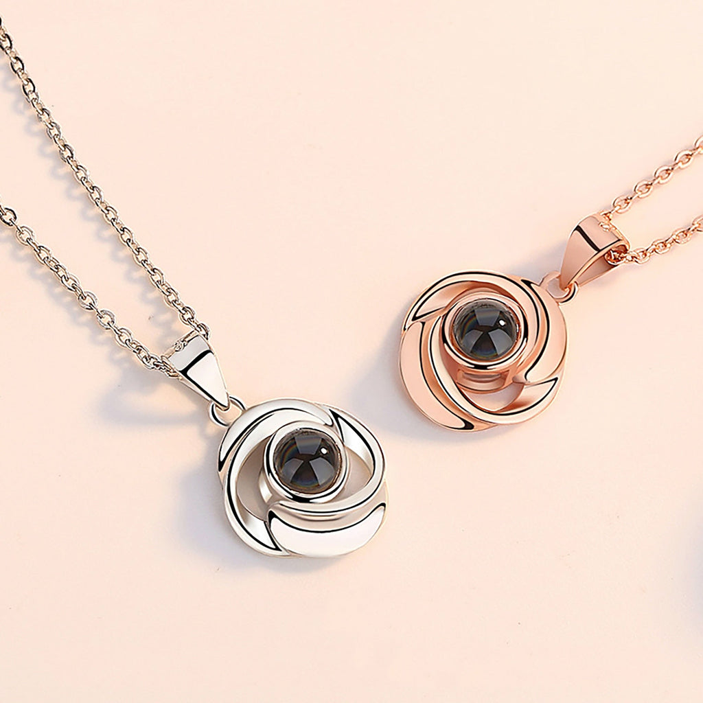 Rose Flower Photo Projection Necklace