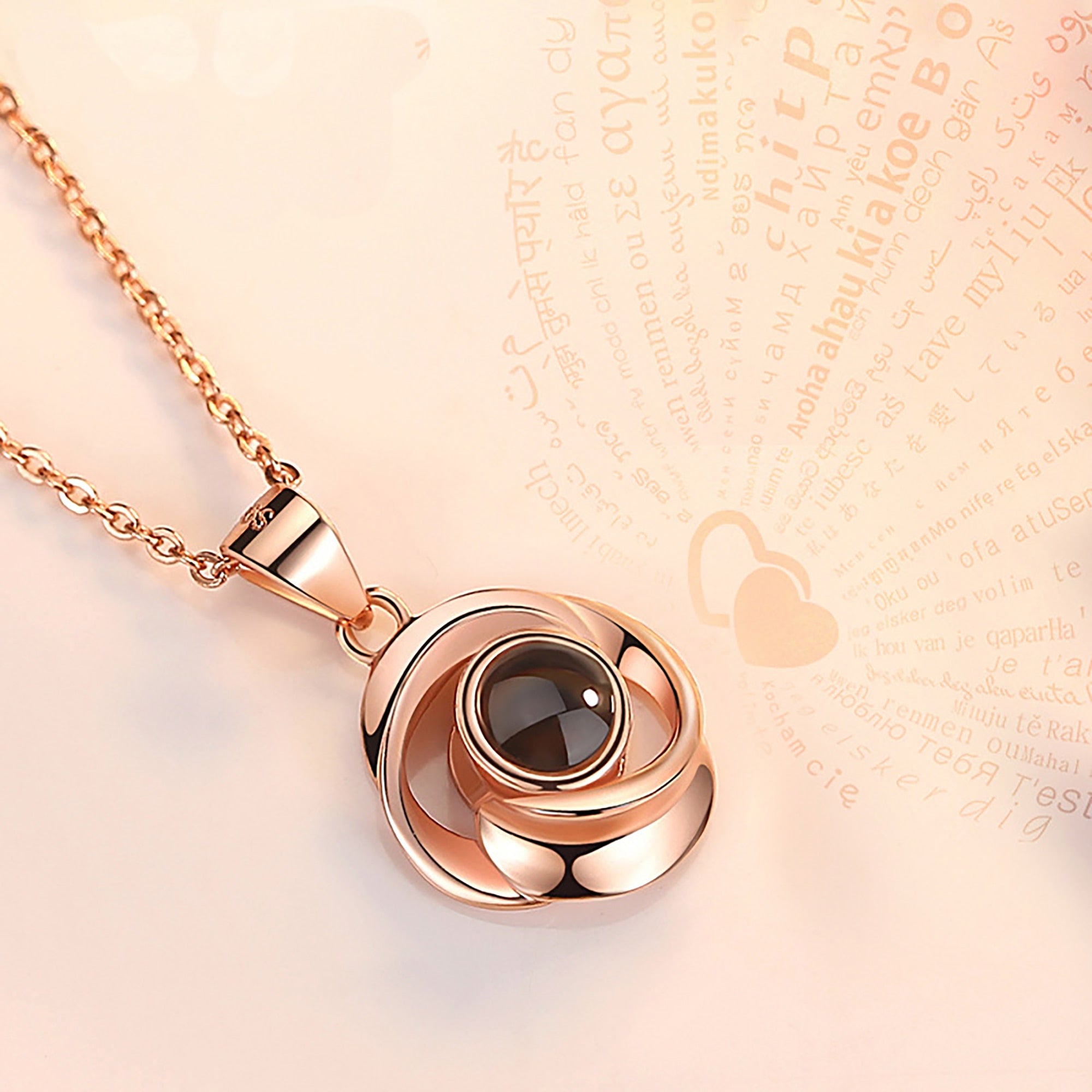 Rose Flower Photo Projection Necklace