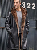 Cowhide Shearling Fur Parkas Hooded Leather Coat