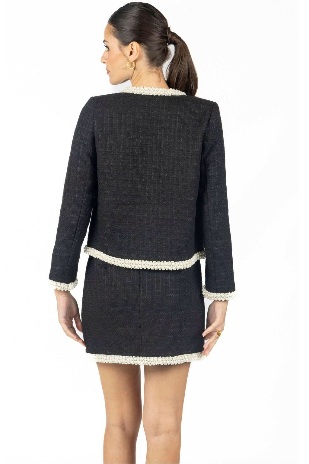 Short Marissa Tweed Skirt With Pearls