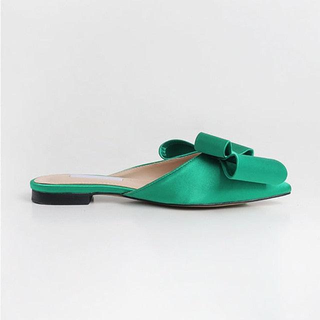 Summer Women's Shoes Silk Satin Trendy Slippers Flat Heel Women's Shoes Silk Satin Pointed Bow Tie Flat Heel Outdoor Sandals Slides Party Sandals Casual Shoes Summer Low Heeled