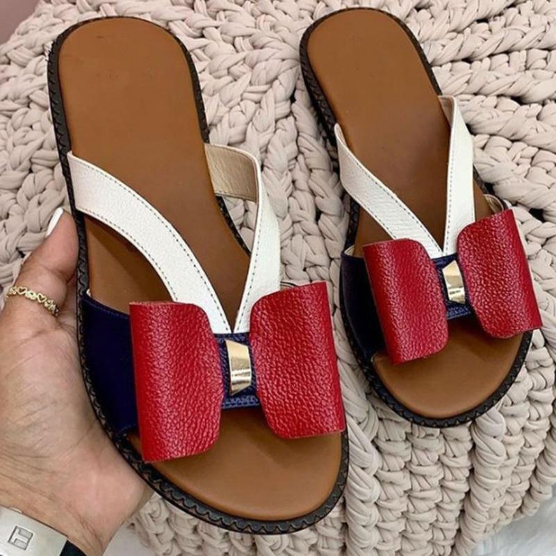 Summer Women Slippers Cute Butterfly-Knot Casual Sandals Lady Slides Flats Slip-On Women Shoes Butterfly Slippers Soft Bottom Comfy Sandals Bathroom Garden Casual Slippers Open-Toe Breathable Travel Shoes
