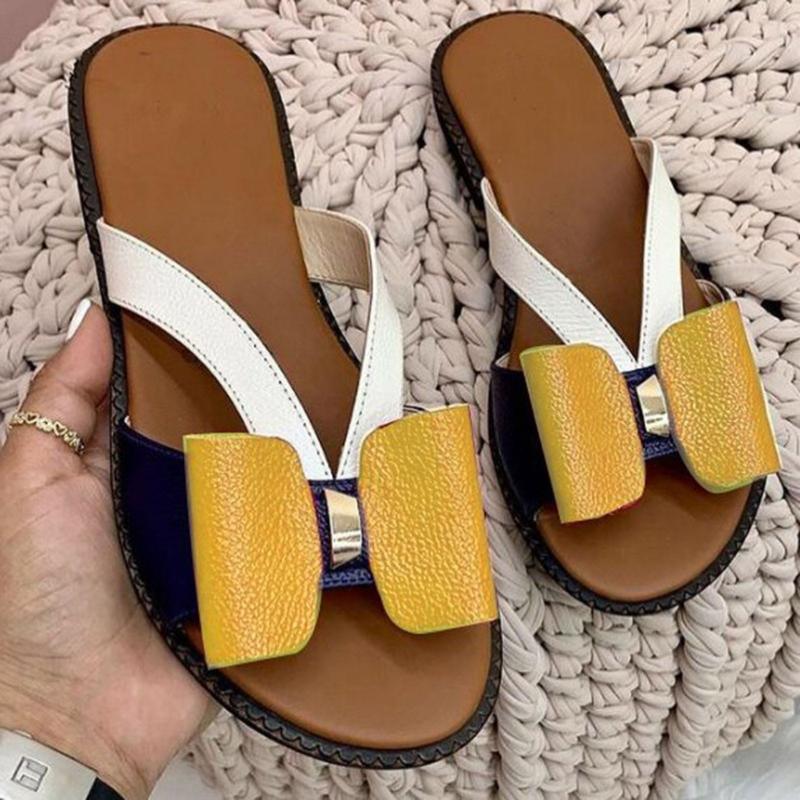 Summer Women Slippers Cute Butterfly-Knot Casual Sandals Lady Slides Flats Slip-On Women Shoes Butterfly Slippers Soft Bottom Comfy Sandals Bathroom Garden Casual Slippers Open-Toe Breathable Travel Shoes