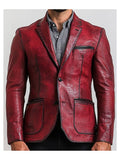 Theo Red Leather Blazer – Leather Blazer for Men