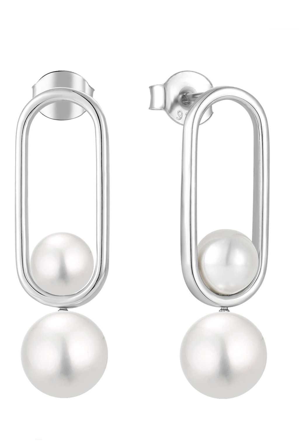 Waterproof Pearl Drop Earrings Sterling Silver