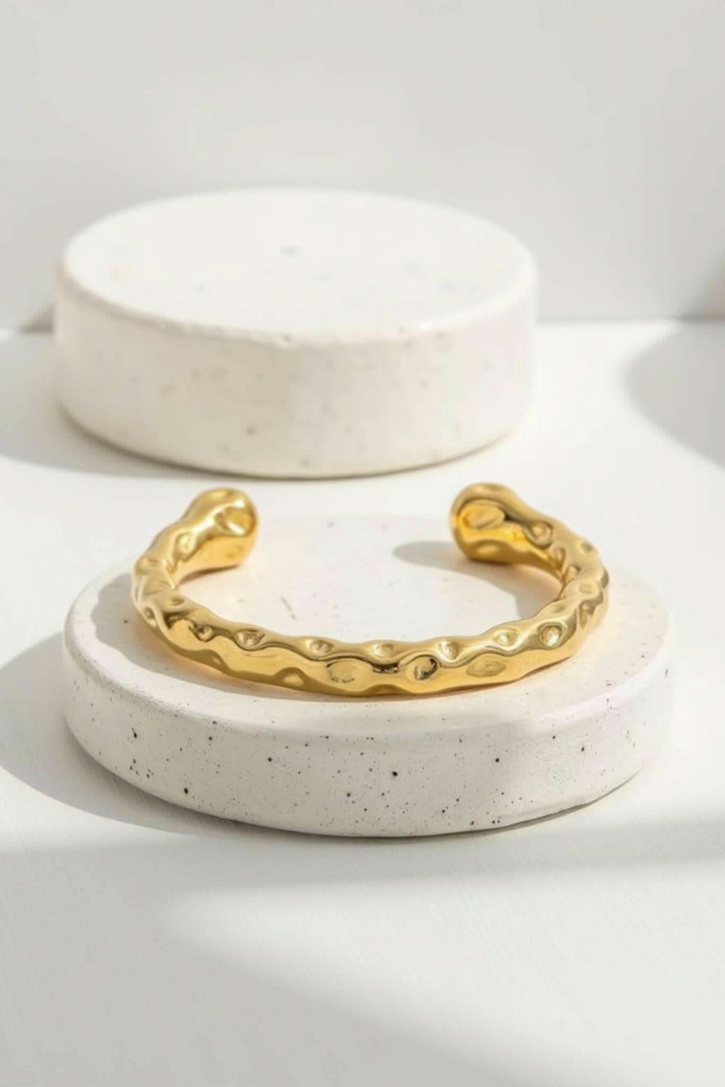 Waterproof Textured Gold Cuff Bracelet