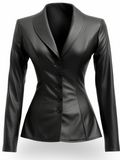 Women’s Black Leather Slim Fit Coat