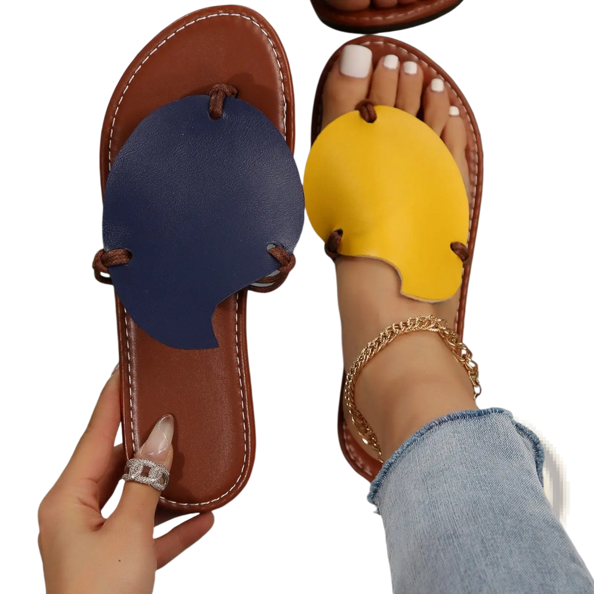 Women's Leaf Design Casual Flat Flip Flop Sandals